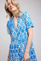 Robe Longue Manches Courtes - Bleu