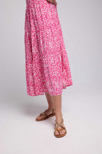 Robe Longue Manches Courtes - Rose Blanc