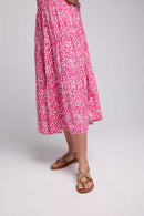 Robe Longue Manches Courtes - Rose Blanc