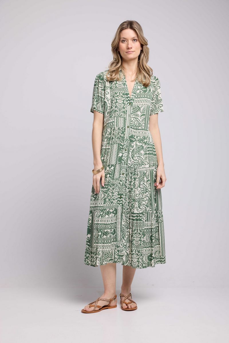 Robe Longue Manches Courtes - Khaki