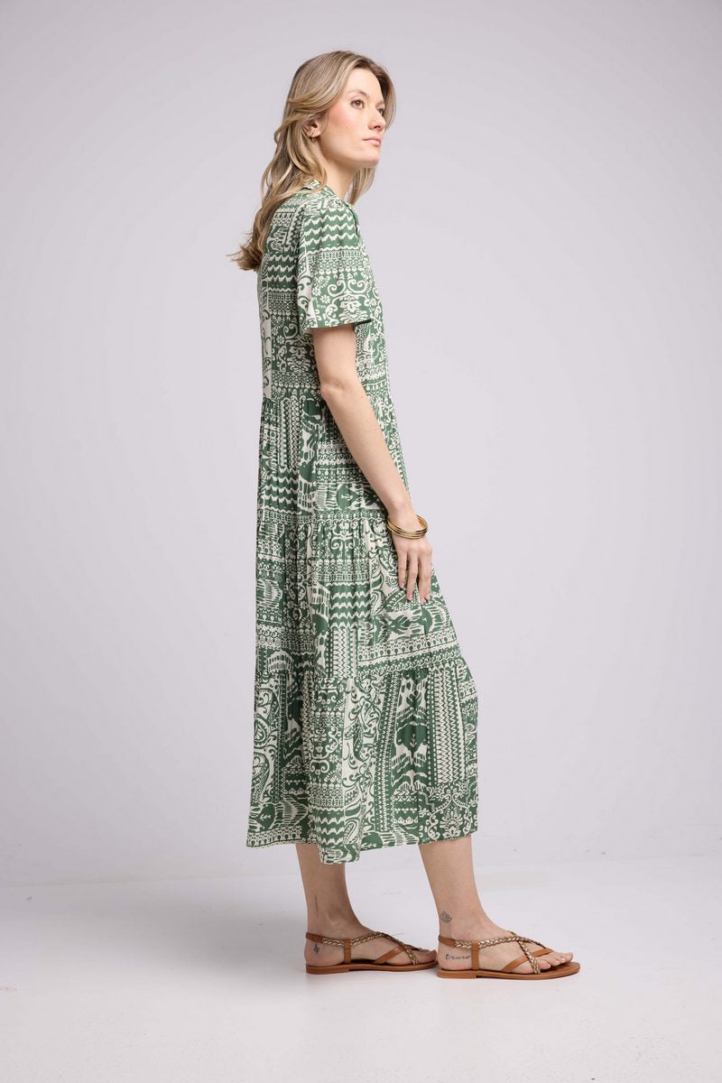 Robe Longue Manches Courtes - Khaki