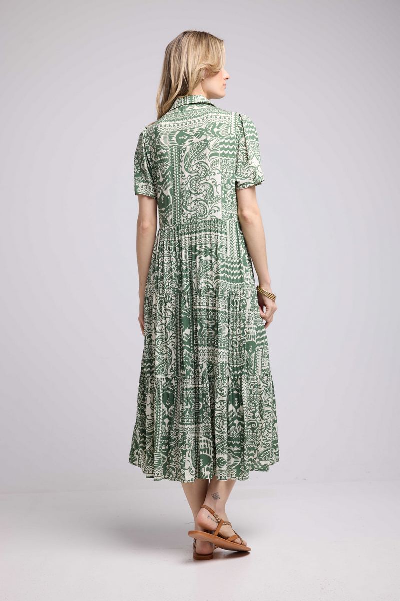 Robe Longue Manches Courtes - Khaki