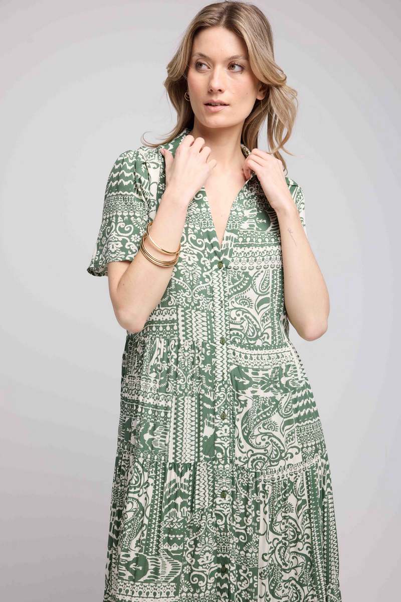 Robe Longue Manches Courtes - Khaki