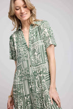 Robe Longue Manches Courtes - Khaki