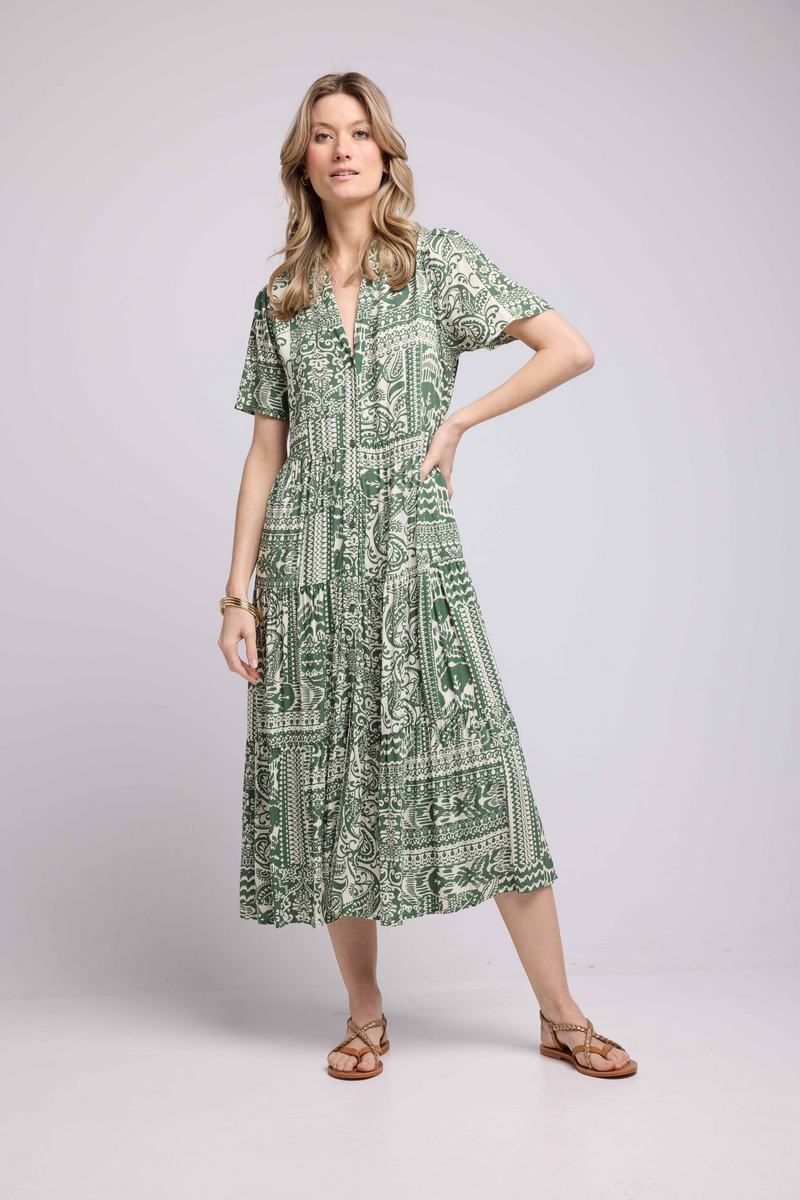 Robe Longue Manches Courtes - Khaki