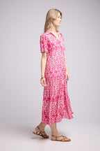 Robe Longue Manches Courtes - Rose