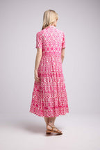 Robe Longue Manches Courtes - Rose