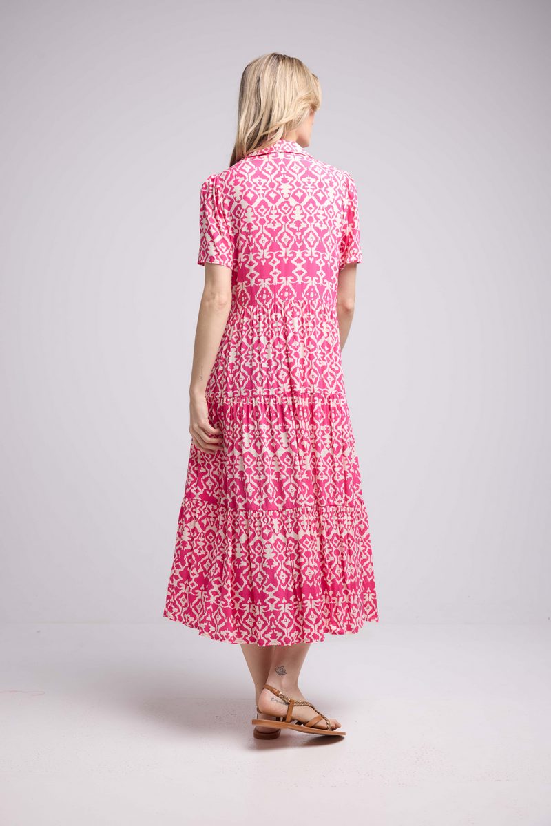 Robe Longue Manches Courtes - Rose