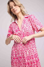 Robe Longue Manches Courtes - Rose