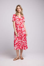 Robe Longue Manches Courtes - Rouge