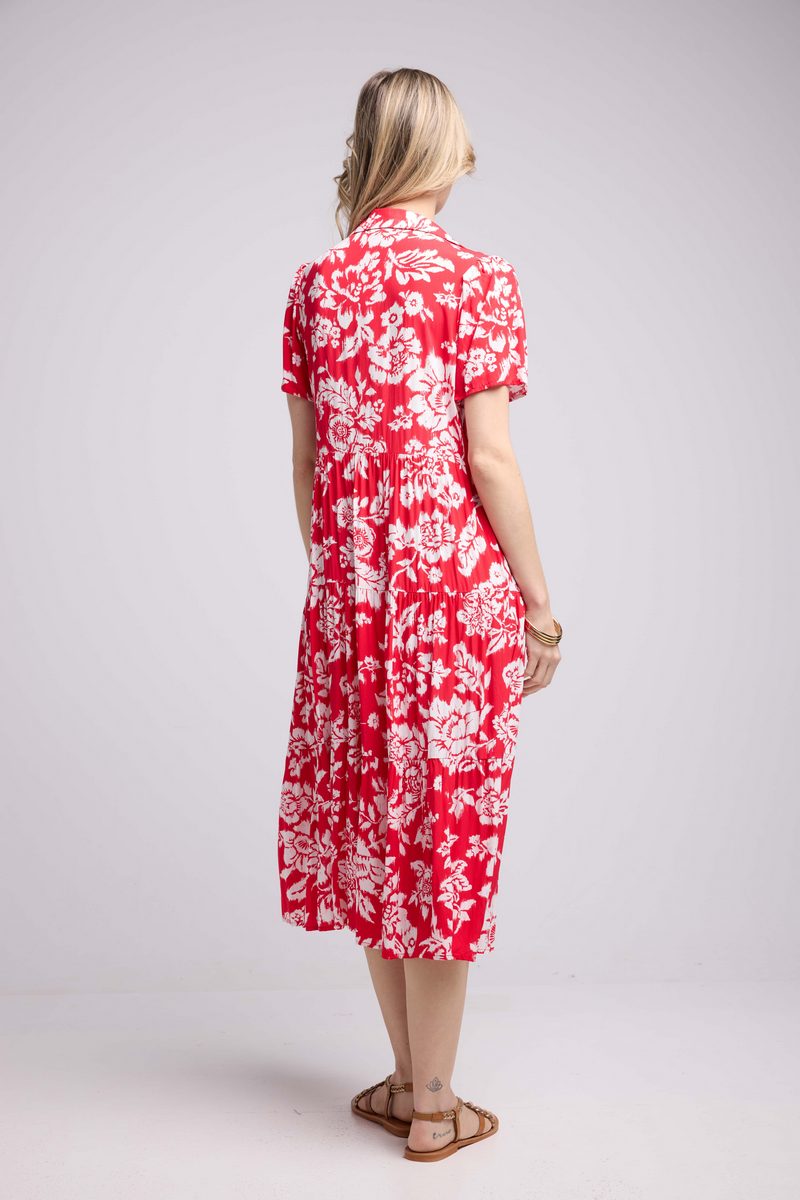 Robe Longue Manches Courtes - Rouge