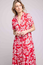 Robe Longue Manches Courtes - Rouge