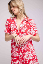 Robe Longue Manches Courtes - Rouge