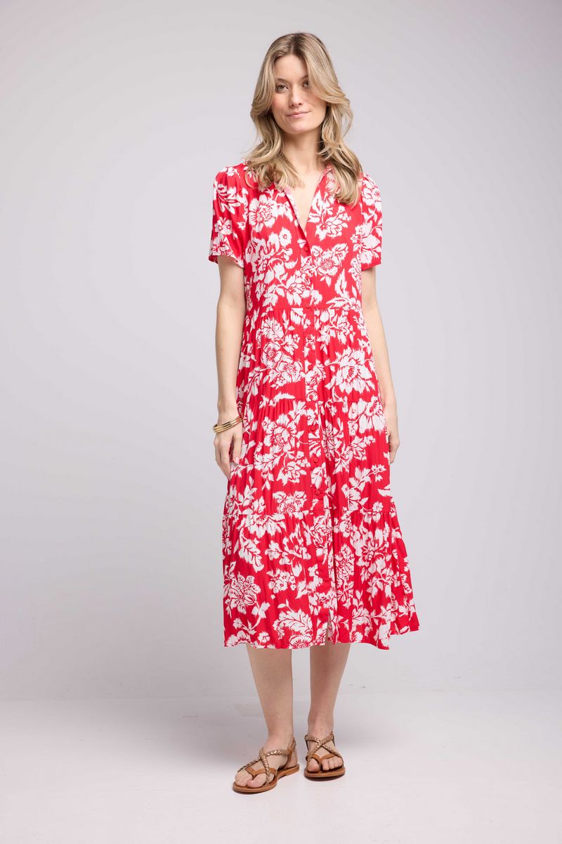 Robe Longue Manches Courtes - Rouge