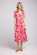 Robe Longue Manches Courtes - Rouge
