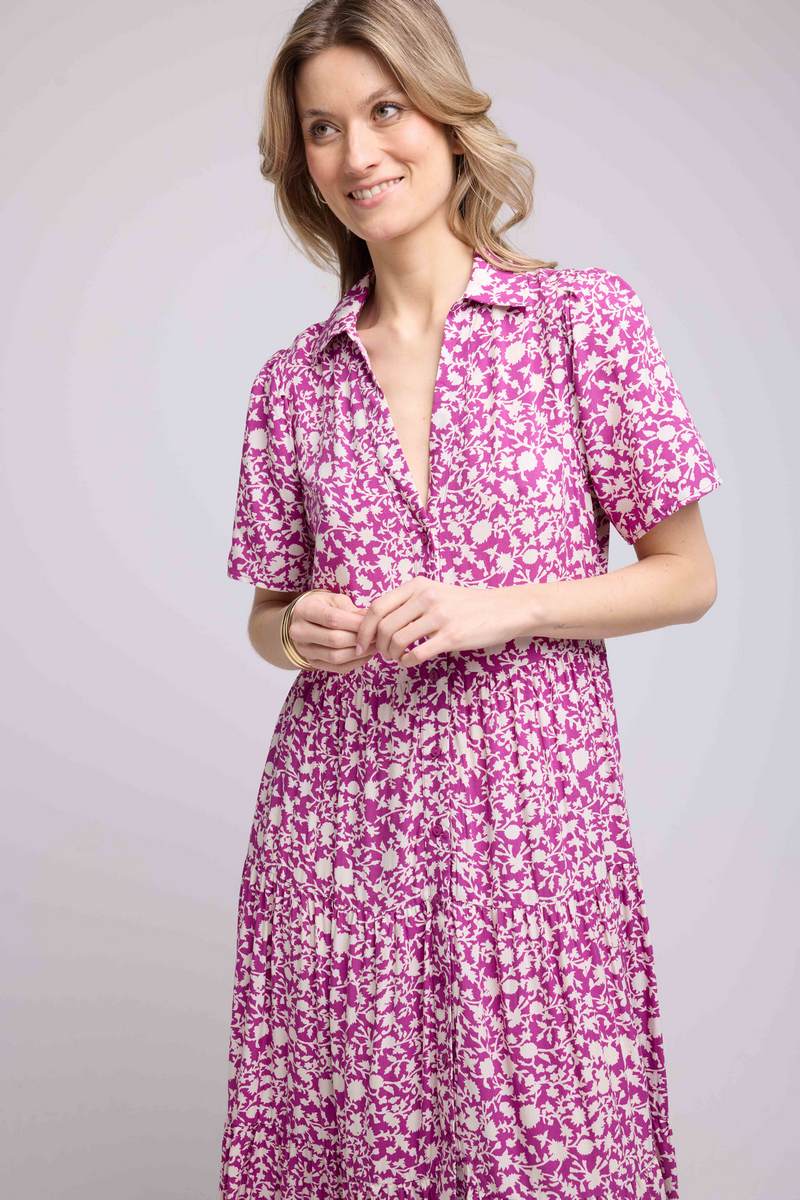 Robe Longue Manches Courtes - Violet
