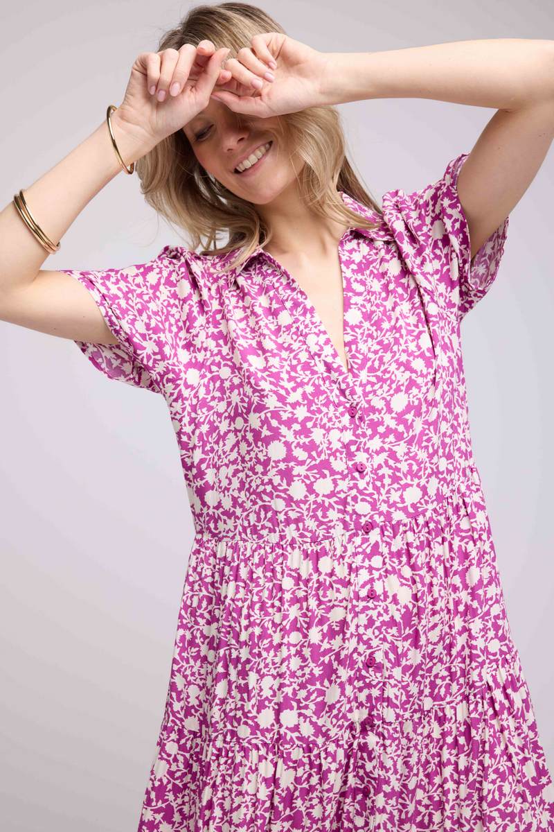 Robe Longue Manches Courtes - Violet