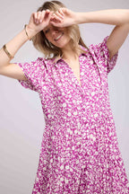 Robe Longue Manches Courtes - Violet