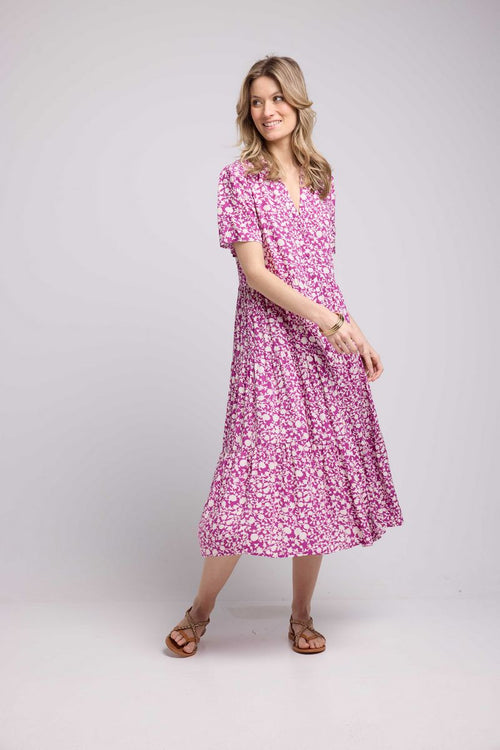 Robe Longue Manches Courtes - Violet