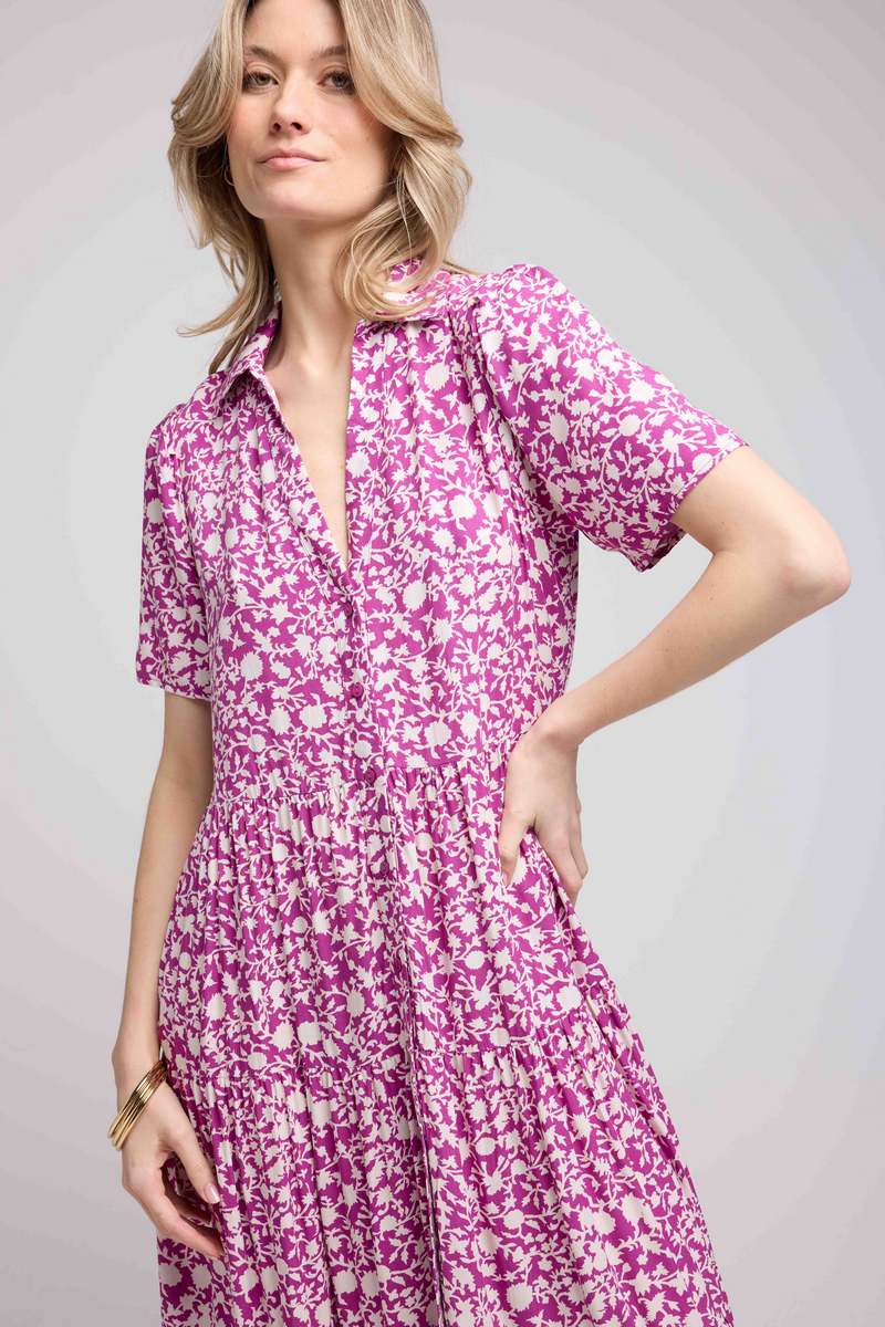 Robe Longue Manches Courtes - Violet