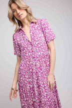 Robe Longue Manches Courtes - Violet