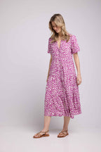 Robe Longue Manches Courtes - Violet