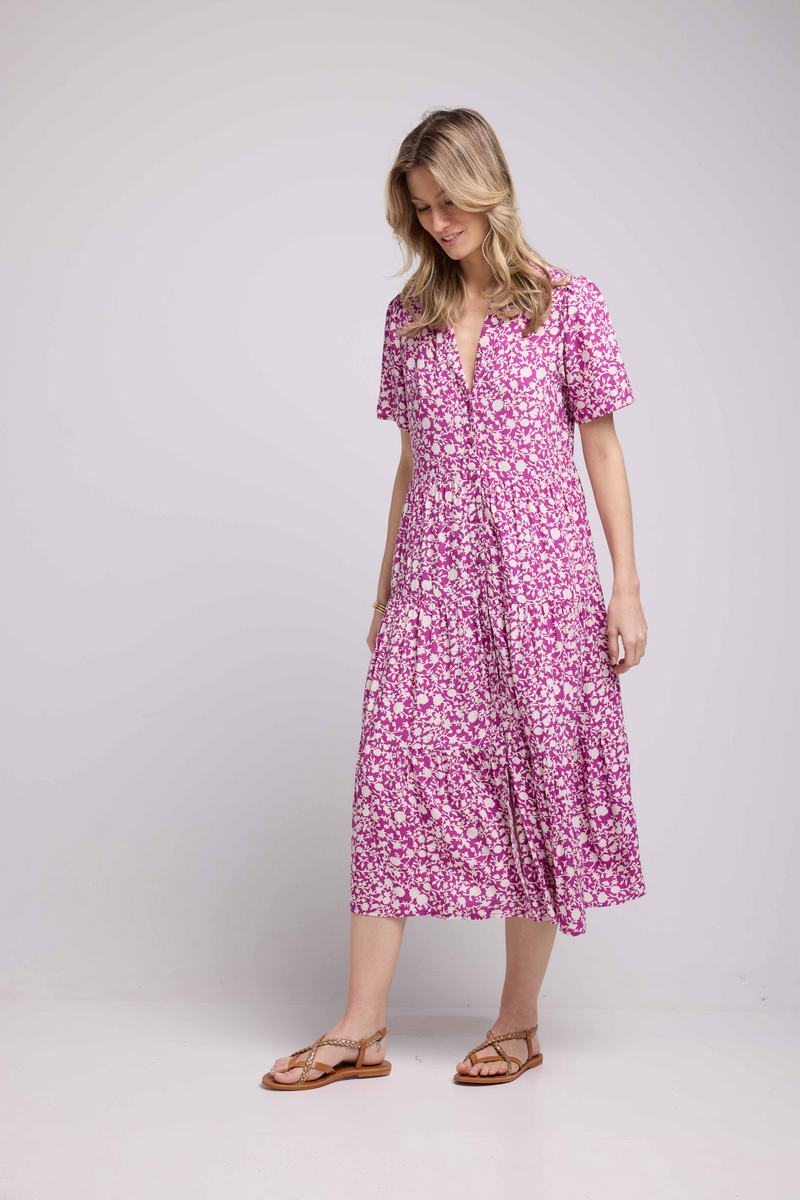 Robe Longue Manches Courtes - Violet