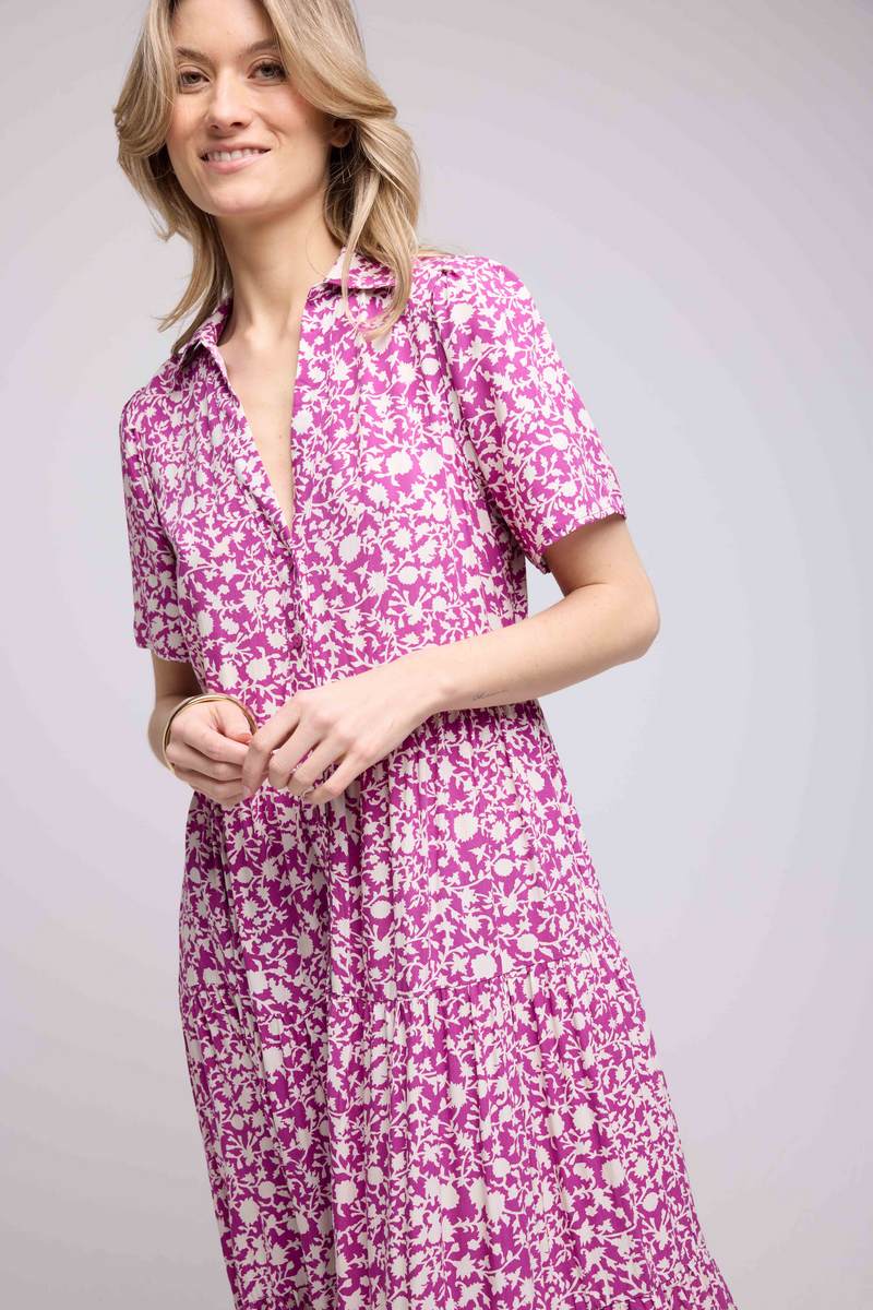 Robe Longue Manches Courtes - Violet