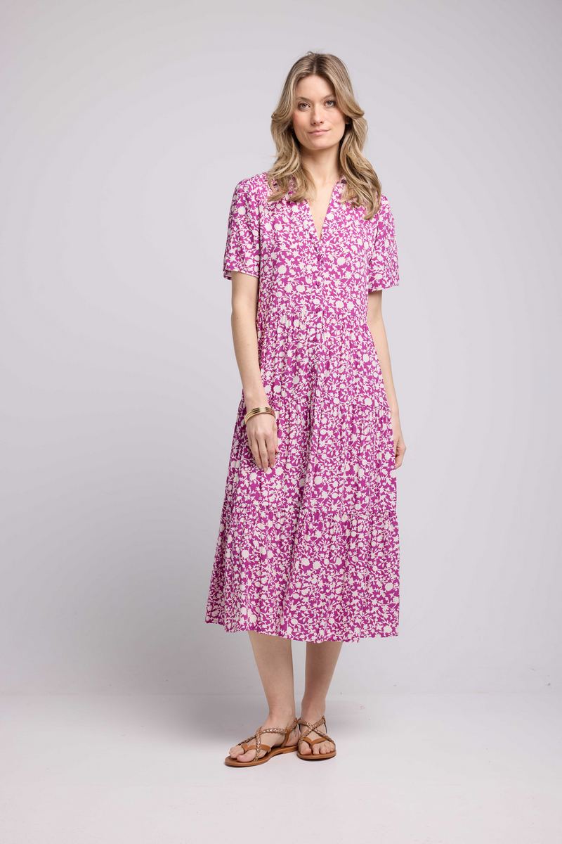 Robe Longue Manches Courtes - Violet