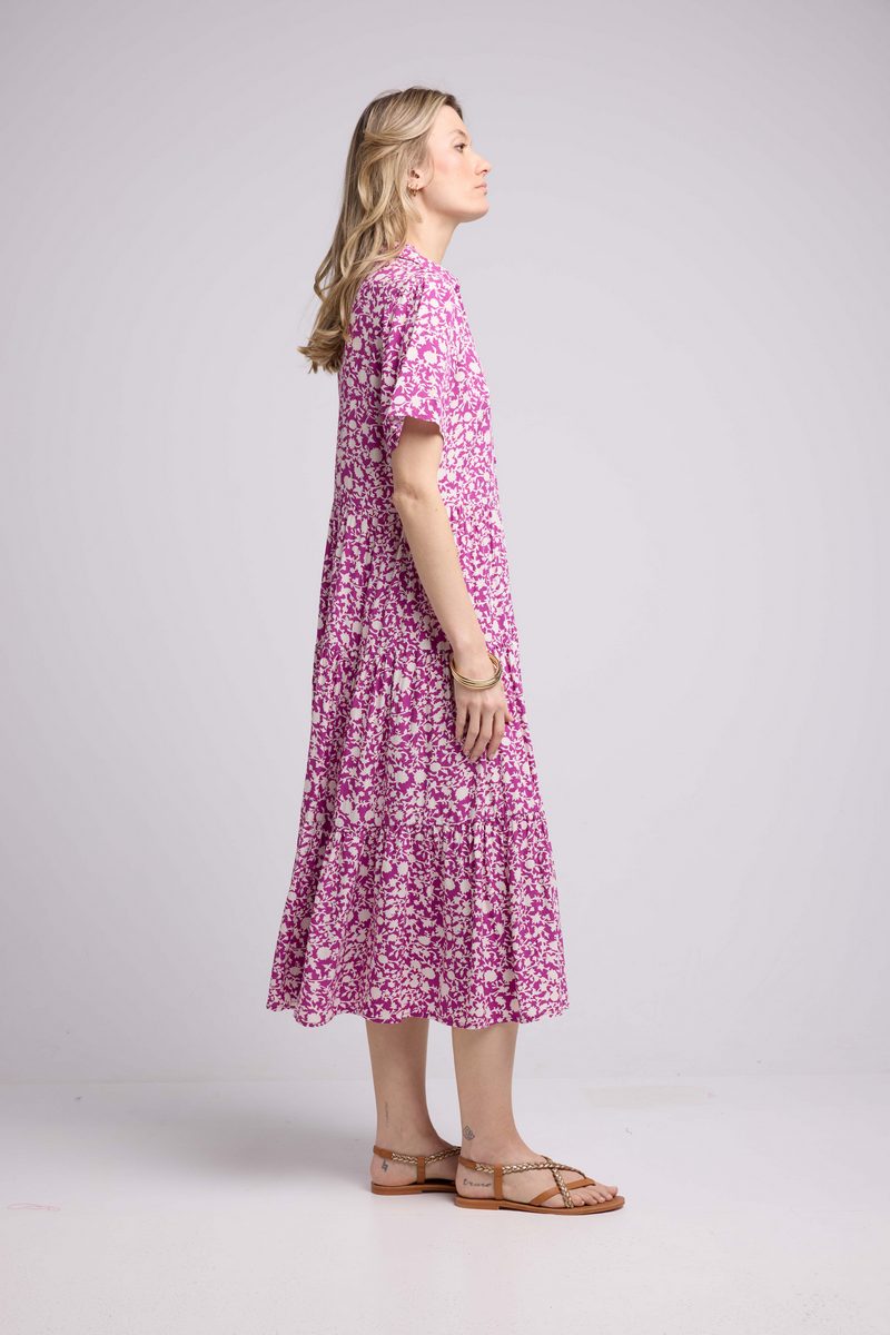 Robe Longue Manches Courtes - Violet