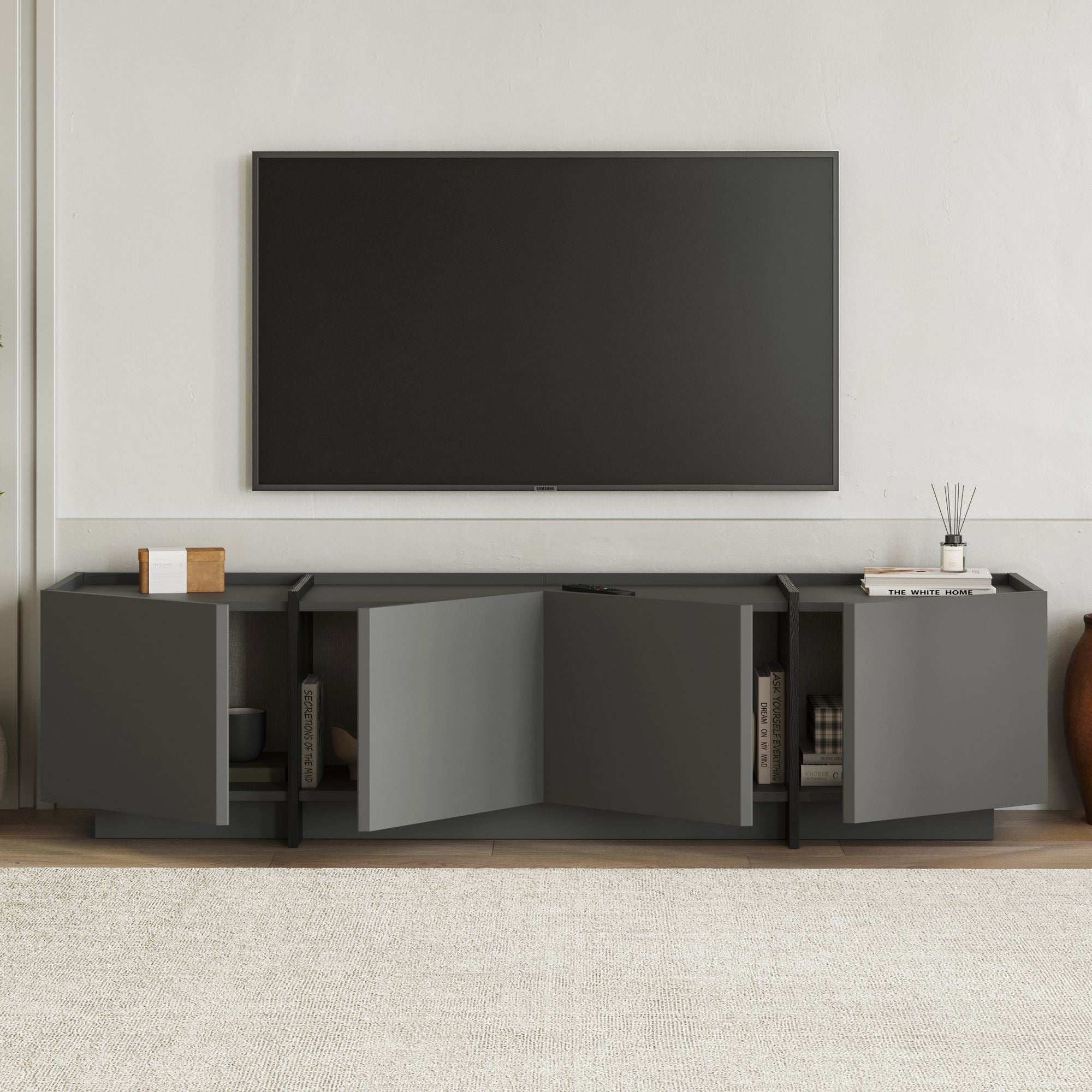Lowen - Mueble de TV - Antracita/Negro