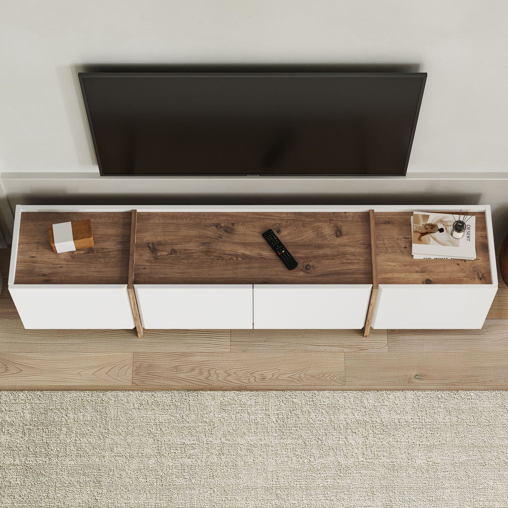 Lowen - TV Stand - White/Atlantic Pine