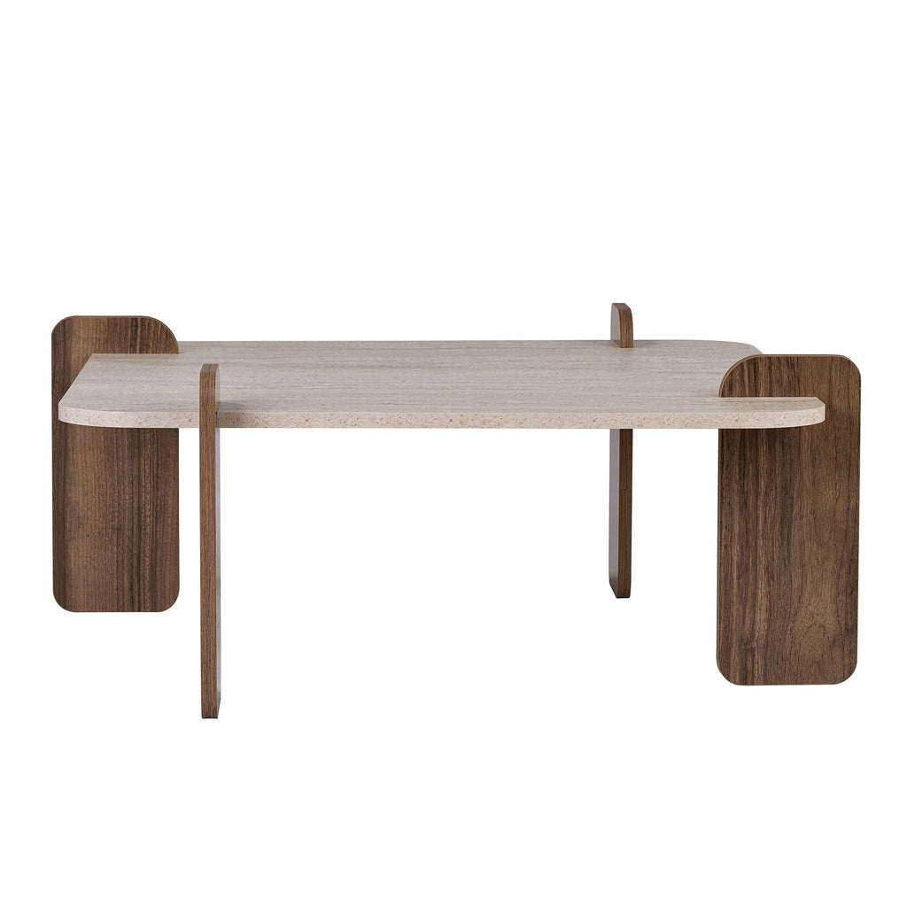Tables Basses Marais - Travertin / Noyer