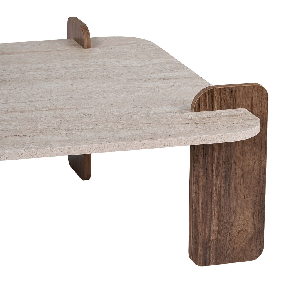Tables Basses Marais - Travertin / Noyer