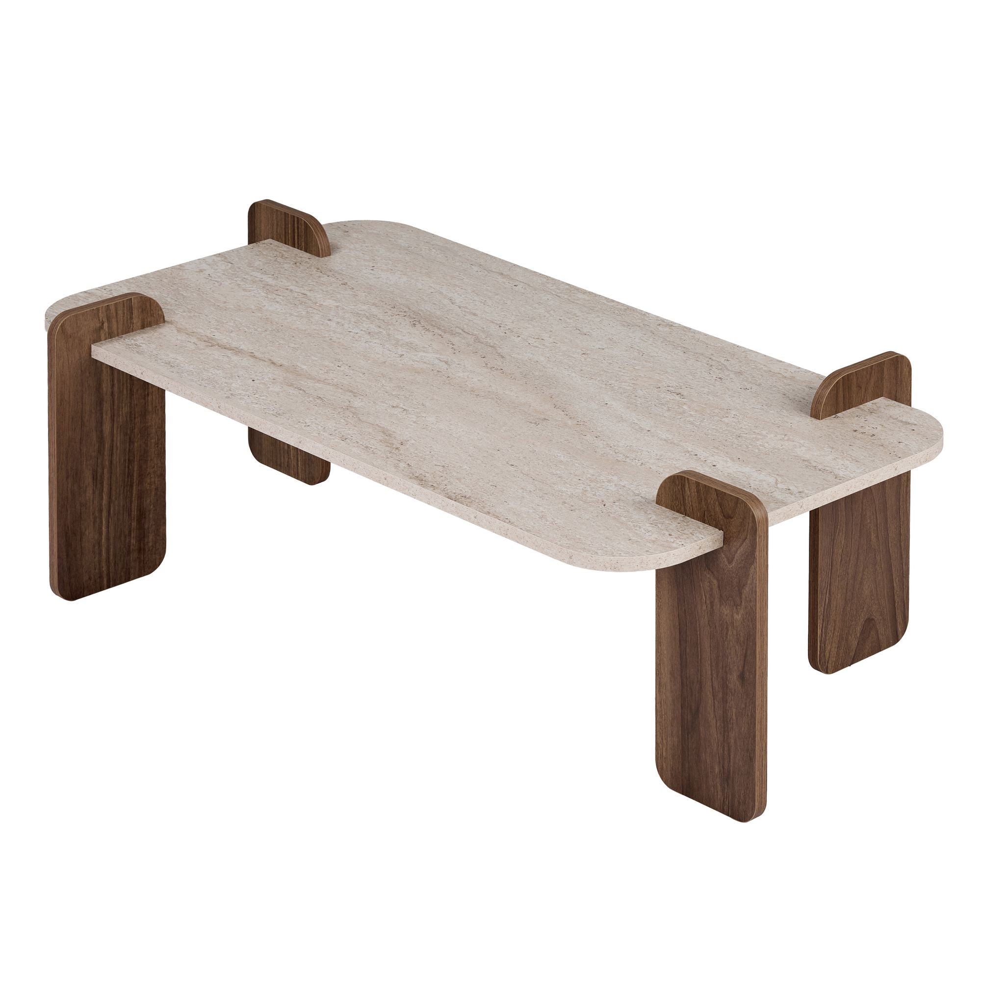 Tables Basses Renard - Travertin / Noyer