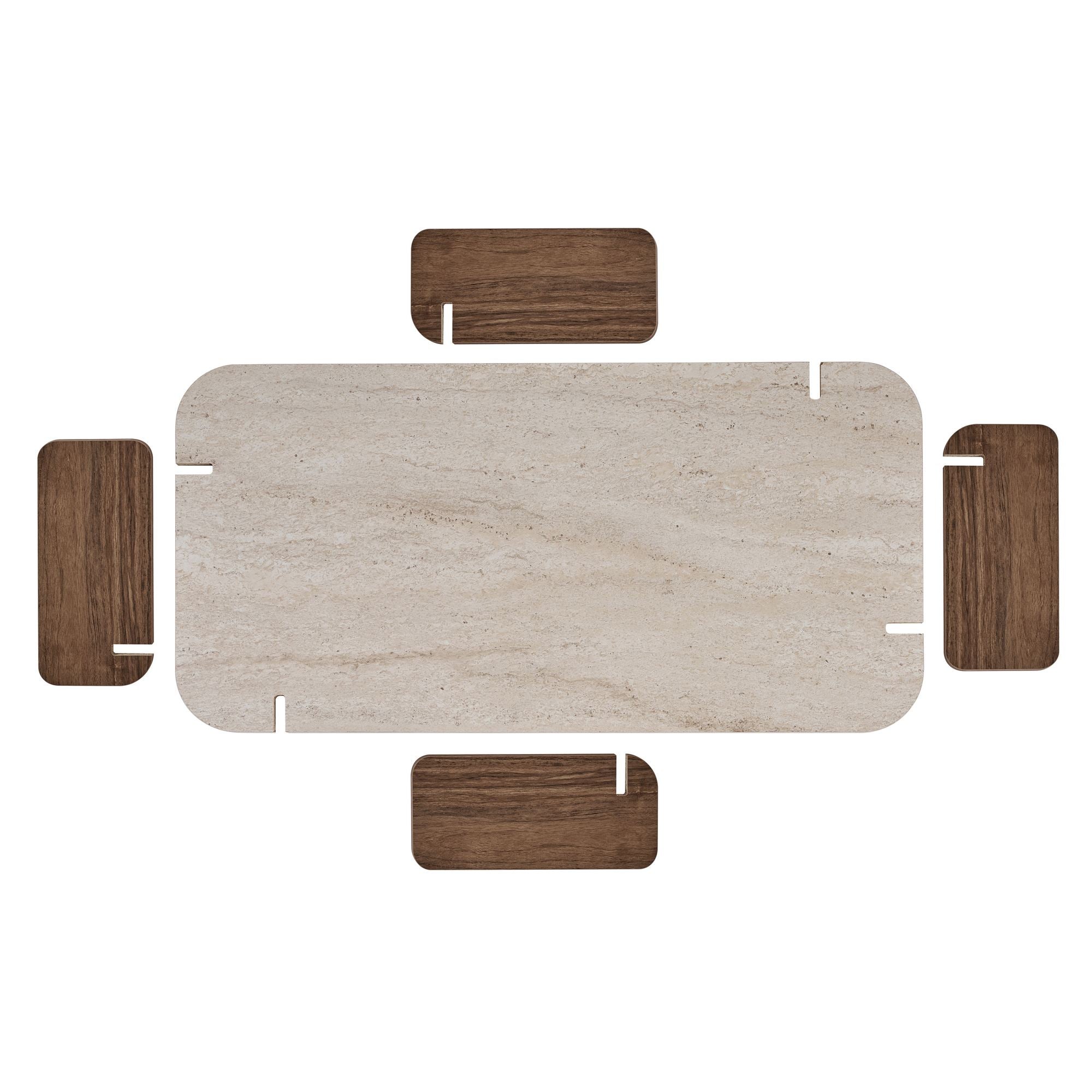 Tables Basses Renard - Travertin / Noyer