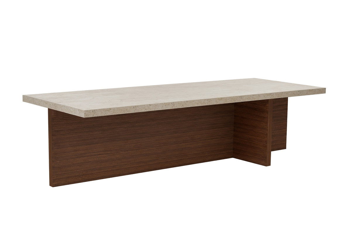 Harbor - Coffee Table - Travertine/Milano Walnut