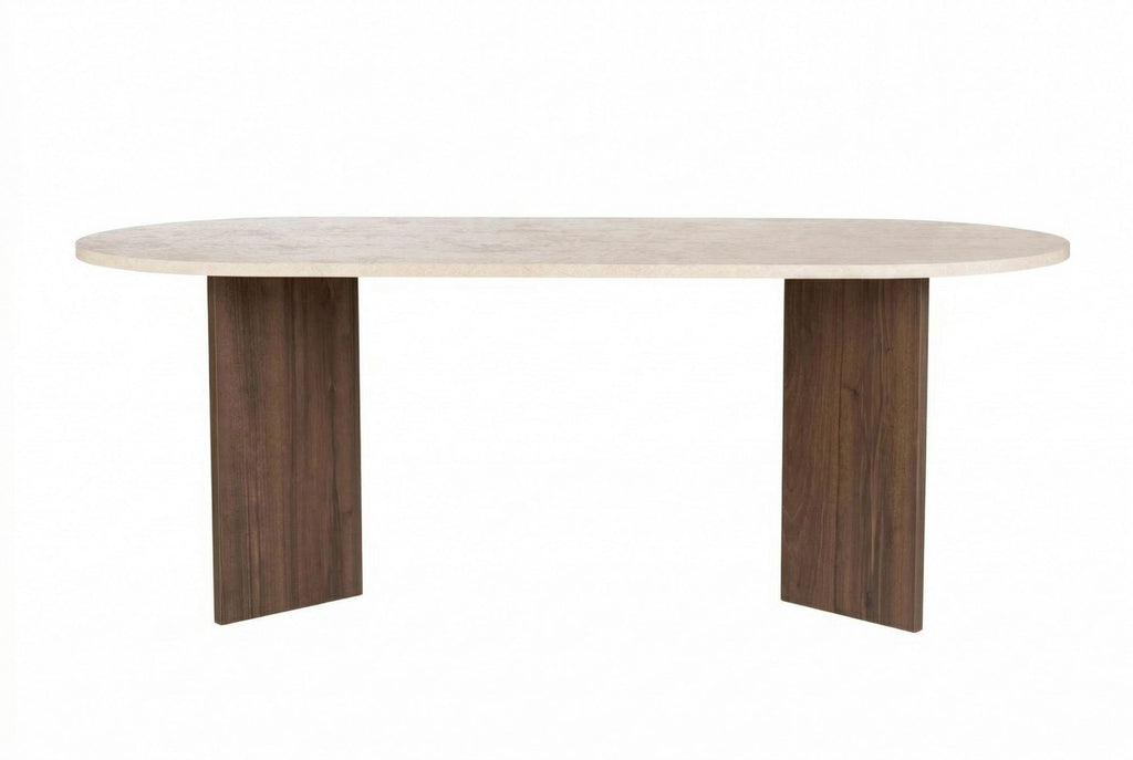 Sabella - Dining Table - Travertine/Venezia Walnut