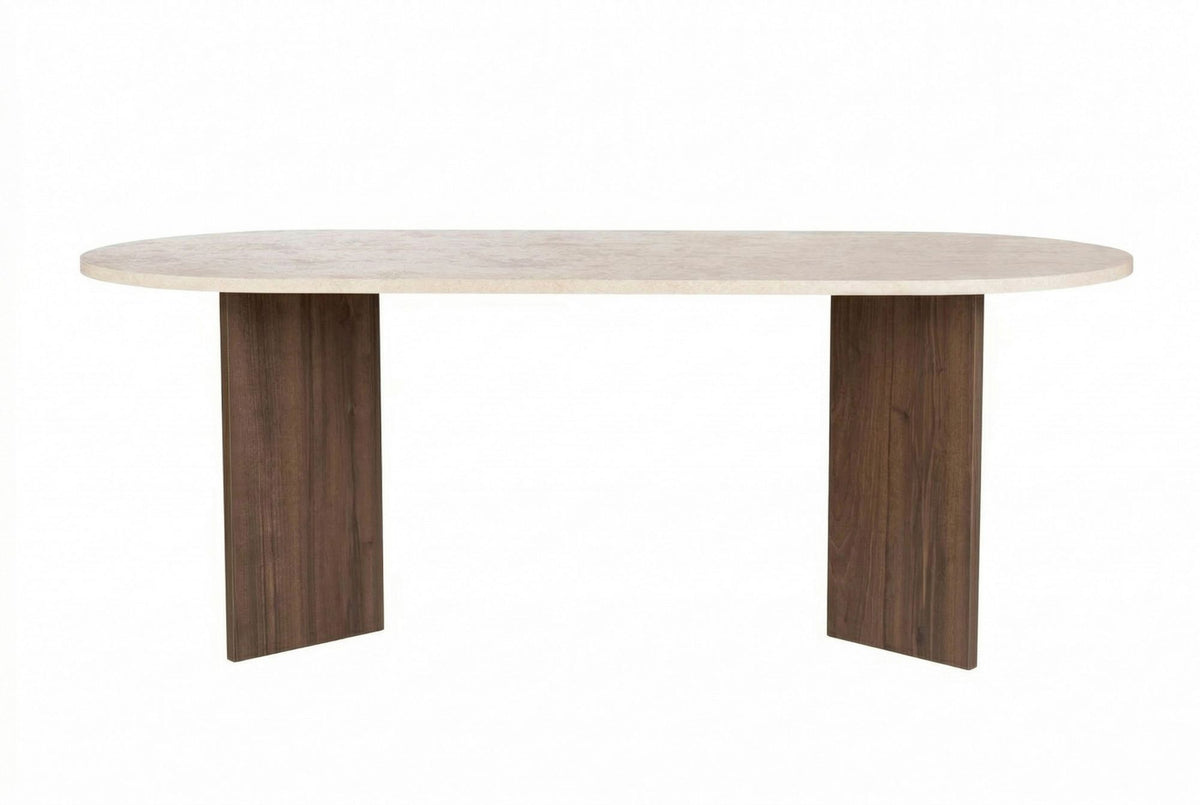Sabella - Dining Table - Travertine/Venezia Walnut