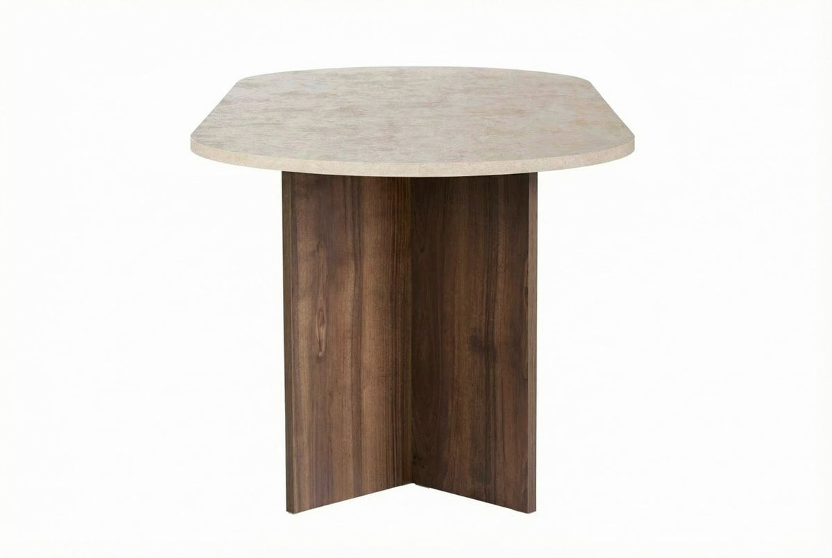 Sabella - Dining Table - Travertine/Venezia Walnut
