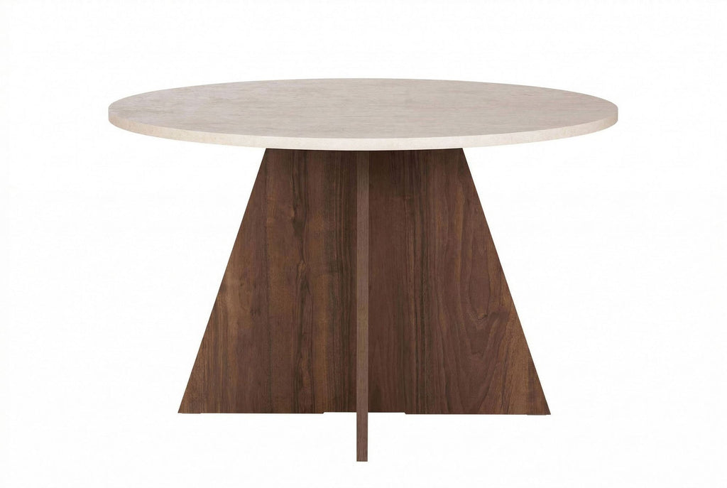 Virella - Dining Table - Travertine/Venezia Walnut