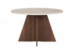 Virella - Dining Table - Travertine/Venezia Walnut