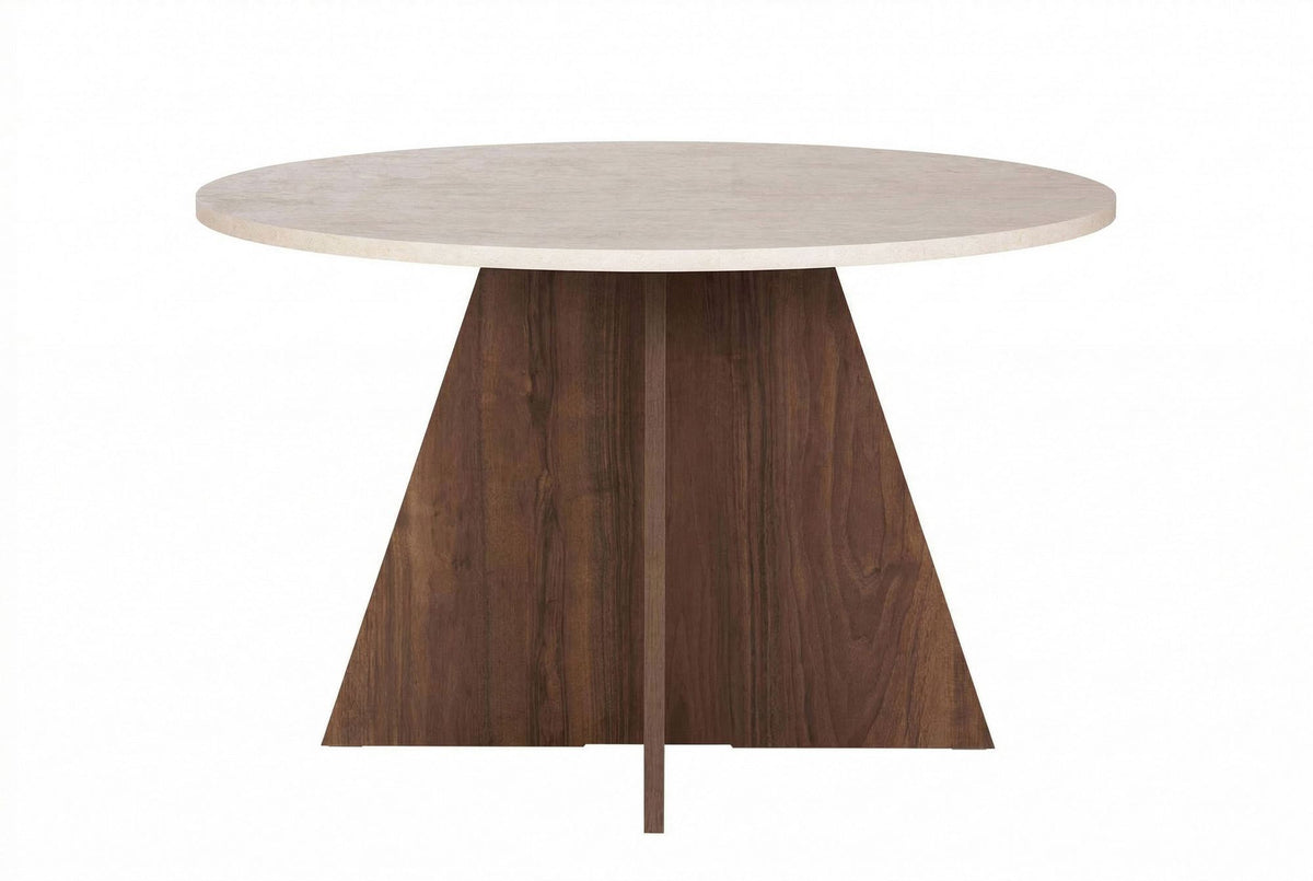 Virella - Dining Table - Travertine/Venezia Walnut