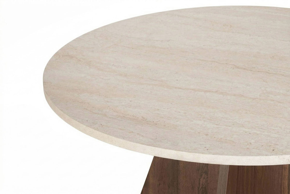 Virella - Dining Table - Travertine/Venezia Walnut