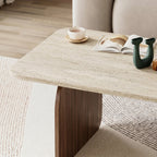 Pietra - Coffee Table - Travertine/Milano Walnut