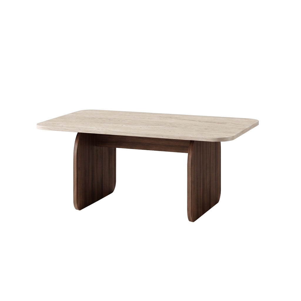 Pietra - Coffee Table - Travertine/Milano Walnut