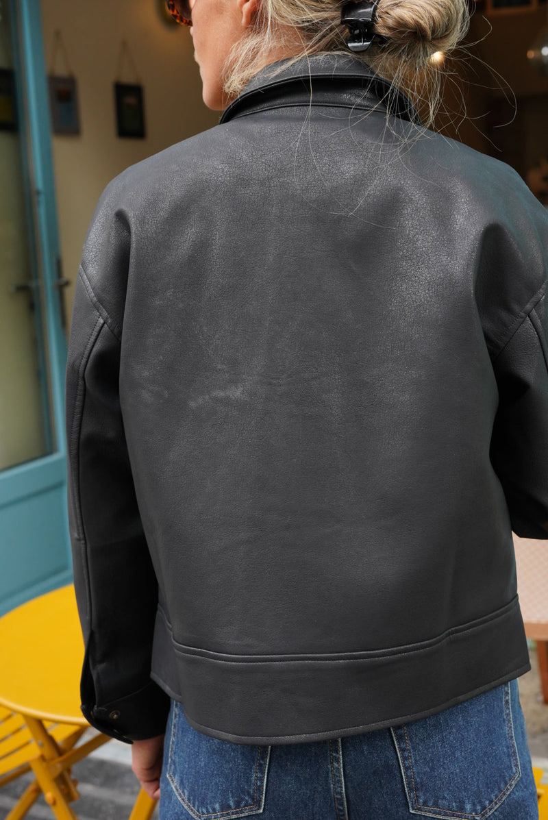 Veste Pia Similicuir Noir