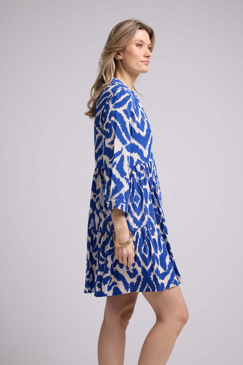 Vestido Corto Manga Larga - Azul
