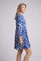 Vestido Corto Manga Larga - Azul