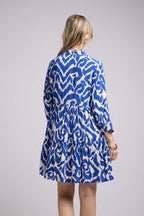 Vestido Corto Manga Larga - Azul